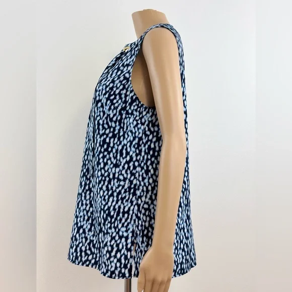 Michael Kors Sleeveless Tie Front, Patterned Colored Blouse, Women's Size Medium - Picture 6 of 10